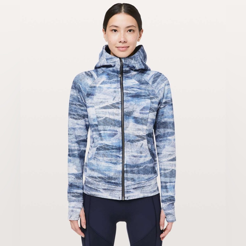 Lululemon Scuba Hoodie Light Cotton Fleece in Mesh Scape Multi Size 8